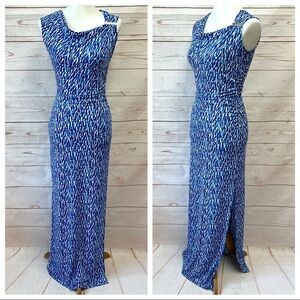 Michael Kors Asymmetrical Draped Royal Tie Dye Print Maxi Dress